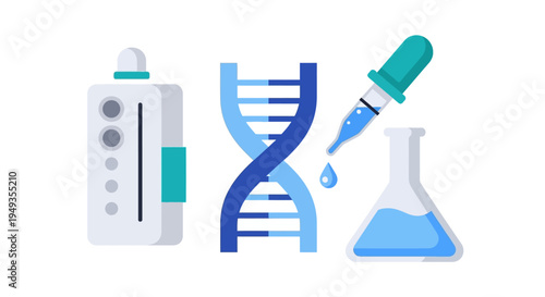 Modern DNA Genetics Research and Biotechnology Lab Illustration