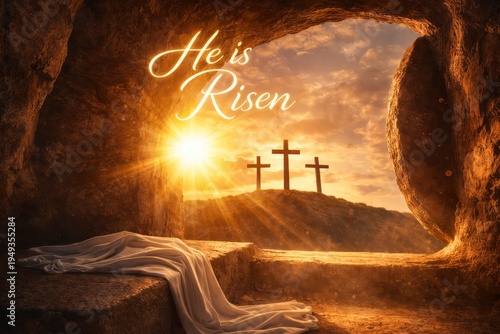 View from inside the empty tomb of Jesus on the hill, the inscription 