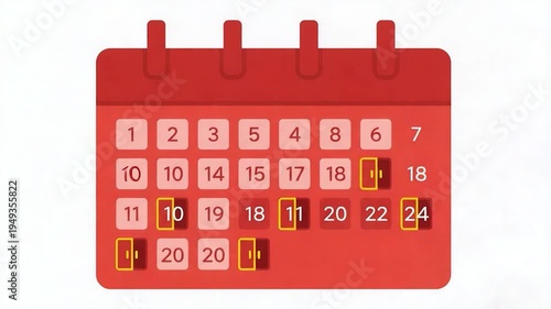 Red Calendar Pages Falling Down.