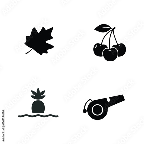 Black of leaf, cherries, pineapple, and whistle fruit