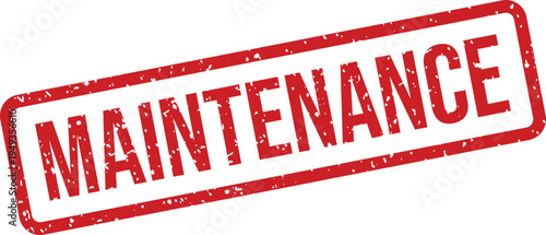 A distinct red maintenance rubber stamp with a rough texture appears on a crisp white surface