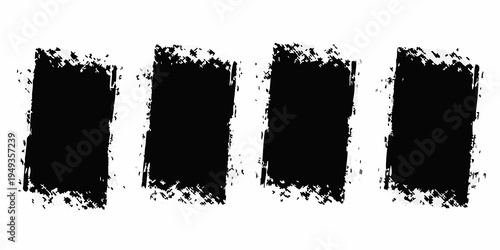 Four vertical rough edged black rectangles on a white background