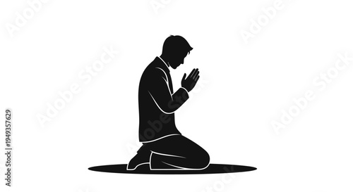 Man in prayer on his knees.