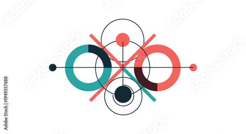 Colorful geometric shapes and circles.