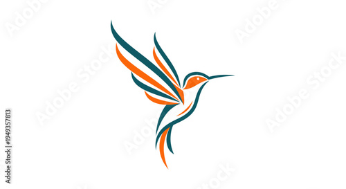 Colorful Hummingbird in Flight Profile.