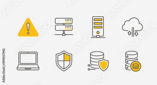 Computer Security Icons Set Shown.
