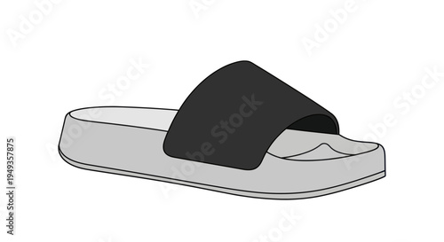 Black and white flip flop shoe.