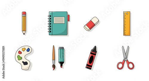 School supplies collection illustration