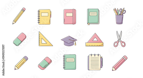 School supplies collection illustration