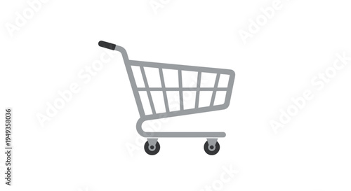 Shopping cart on wheels isolated.