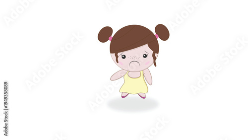 Cute Cartoon Girl Showing Sad Emotion Expression