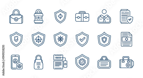 Security icons set on white background