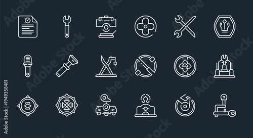 Set of linear tech and business icons