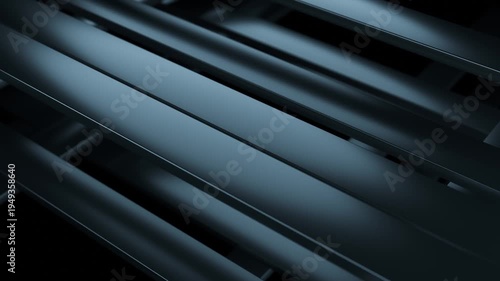 3D animation of intersecting floating stripes. Abstract geometric background.