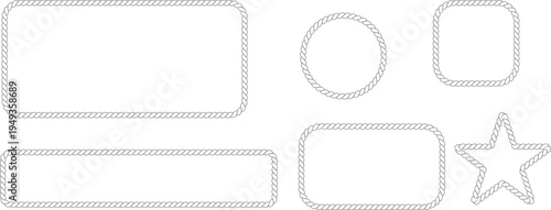 Set of various rope frames including rectangular, circular, and star shapes