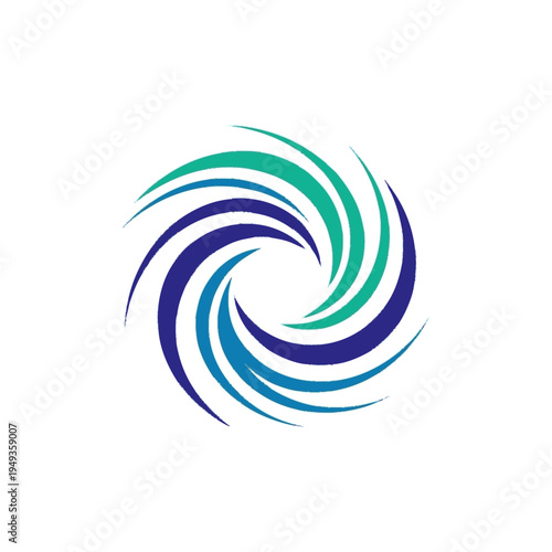 Modern abstract swirling circle logo design in vibrant blue and green gradient. Dynamic icon for energy, technology, nature, flow, and innovation.