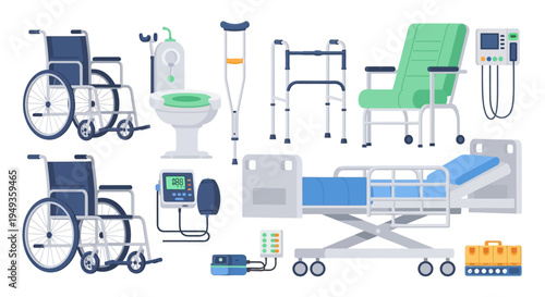 Essential Medical & Patient Care Equipment Collection: Wheelchairs, Hospital Beds, Mobility Aids, Rehabilitation Devices, and Healthcare Supplies