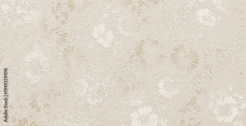Beige embossed floral texture with layered wildflower relief creating a delicate vintage botanical wallpaper background