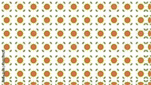 Background floral pattern seamless vector illustration decorative design with sunflower motifs green leaves yellow petals geometric arrangement textile wallpaper fabric print ornamental nature botanic