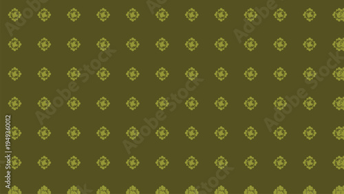 Background seamless pattern geometric ornamental motif olive green yellow decorative wallpaper textile design vintage retro repeating floral diamond shapes elegant classic style surface print