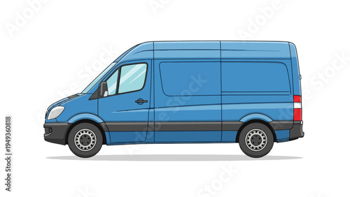 Blue Delivery Van Vehicle.
