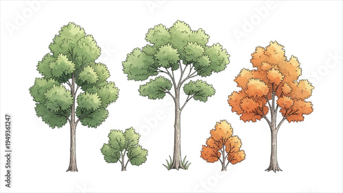 Pixel-Art Trees and Bushes Pack Colorful and Varied Sizes for Game Assets and Digital Art