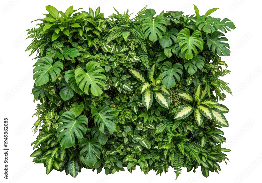 Obraz premium Lush green tropical foliage arrangement a vibrant botanical wall on transparent background