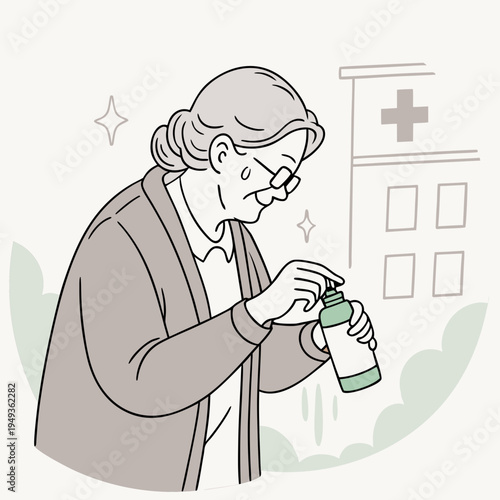 Elderly person sanitizing hands 1