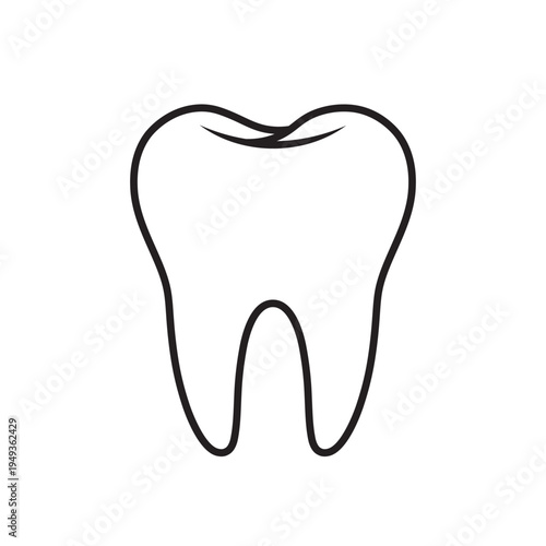 Tooth Vector Outline Icon Isolated On White Background