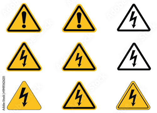 Free Download Danger Warning Triangle High Voltage Sign Symbol Safety Hazard Electricity Risk Alert Power Caution Industrial Energy Shock Security Protection Isolated Transparent - GFXLoad