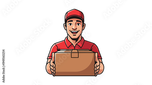 Delivery Man Holding Box.