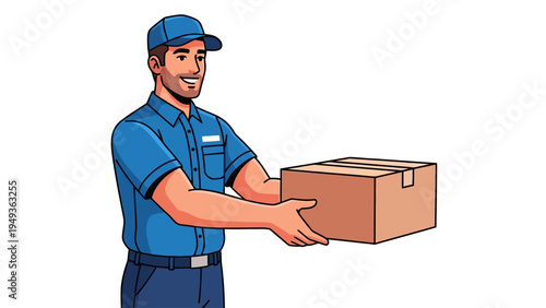 Delivery Man Holding Box.