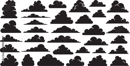 Cloud Silhouettes Against White Background