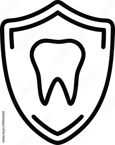 Comprehensive Dental Protection Shield with Smiling Curve and Tooth Icon for Positive Oral Health Branding