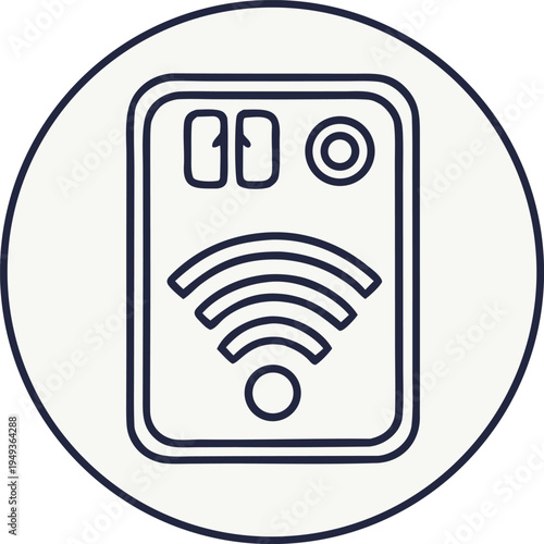 Smart Door Lock WiFi Icon – Wireless Security Access Control Vector
