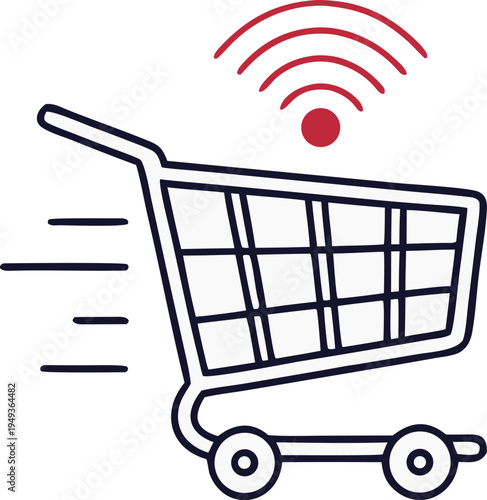 Smart Shopping Cart Icon – Online E-commerce Wireless Cart Vector