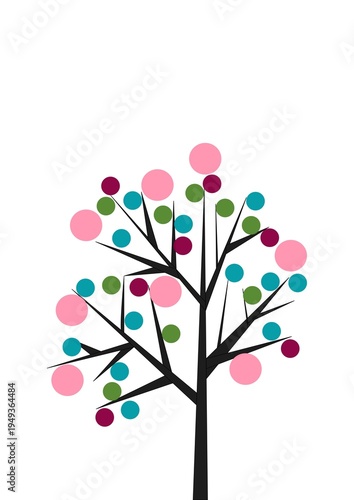 abstract tree with flowers
