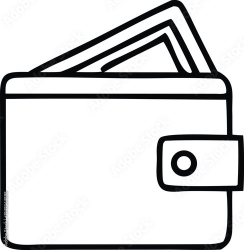 Wallet with Cash Line Icon – Money Payment and Personal Finance Vector