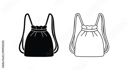 Two drawstring bags one black and one white in a graphic silhouette