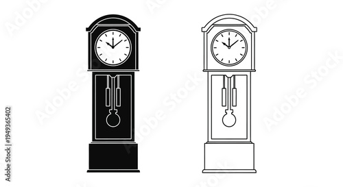 Two antique grandfather clocks in contrasting styles a bold silhouette