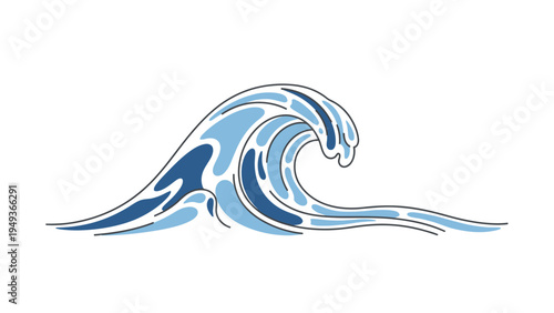 Blue Ocean Wave Illustration.