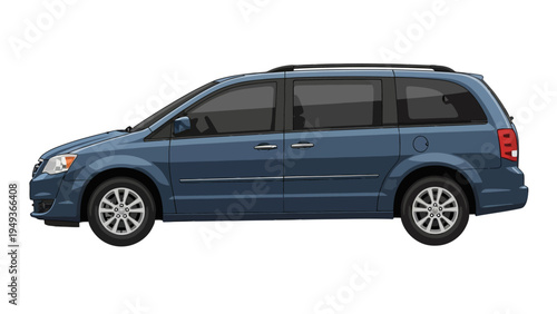 Blue Minivan Side View.
