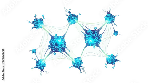 Blue Network Structure Illustration.
