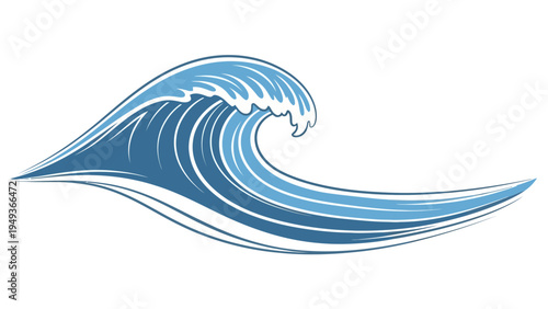 Blue Ocean Wave Illustration.