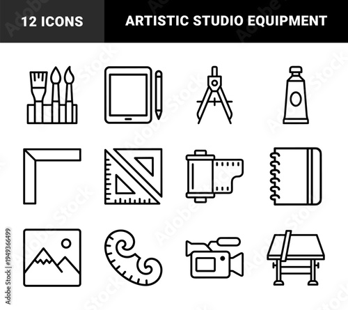 Creative studio and technical design tools for artistic production. Monoline drafting and multimedia equipment for professional visual arts projects.