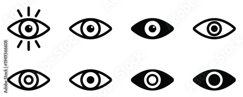 Human Eye Visibility and Sight Vector Icons