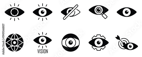 Eye Vision Care and Visibility Concept Vector Icons