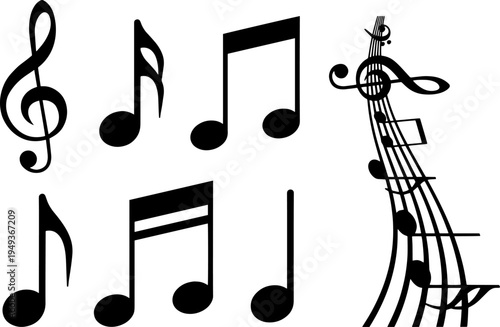 Music Notes Symbols Vector Set
