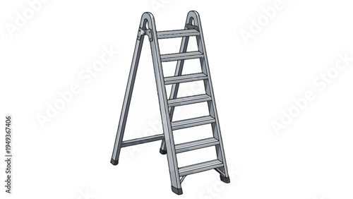 Metal Step Ladder Standing.