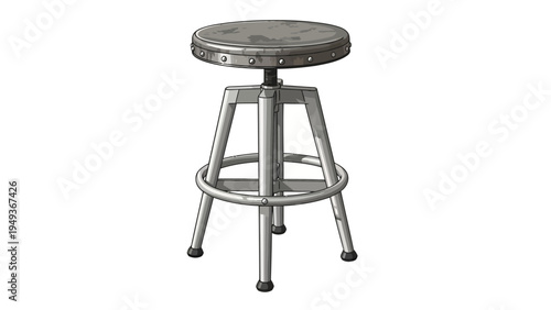 Metal Stool with Round Seat.